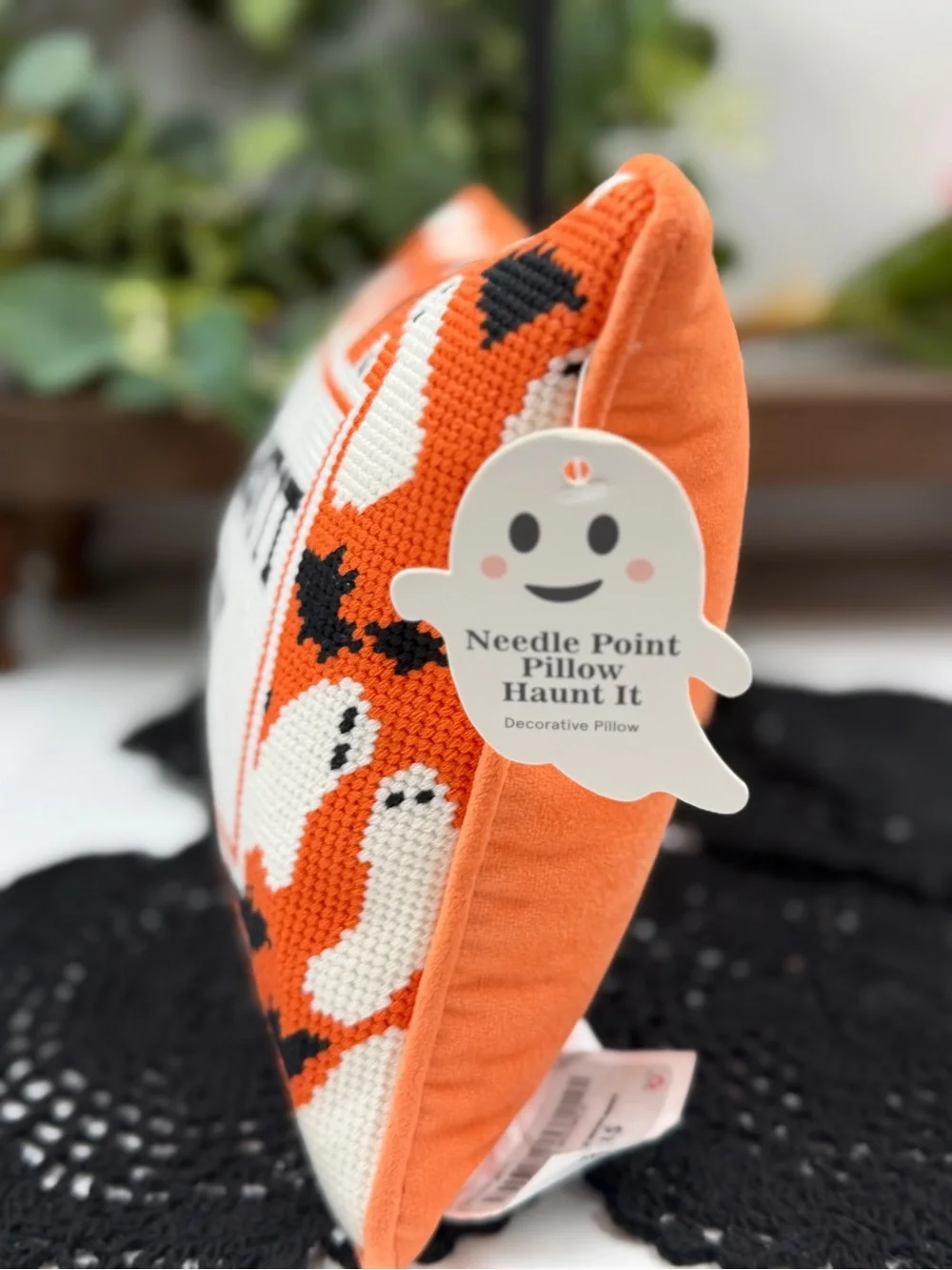 Viral Halloween Needlepoint Accent Pillow - 